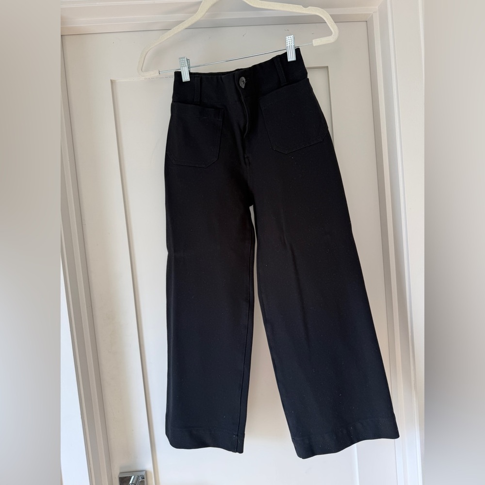 Maeve Black High-Rise Wide Leg Trousers